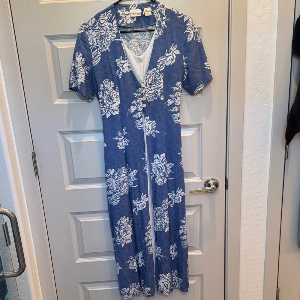 Newport News Blue and White Floral Maxi Dress